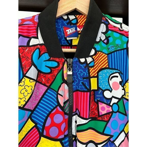 Vintage 1990s Tail Romero Britto Vintage Pop Art Bomber Jacket Size Small - Picture 5 of 11